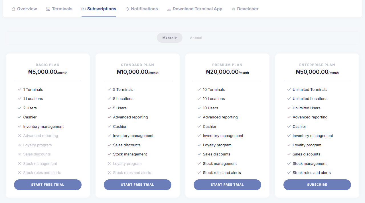 Subscription Page Subscription Page